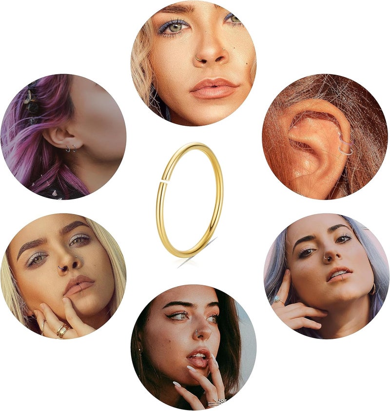 NICEIGHT 18G 20G 22G Stainless Steel Nose Rings Hoops for Women Men Cartilage Helix Earring Hoops Lip Rings Nose Piercing Jewelry - Image 5